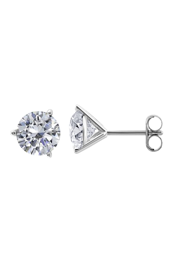 White Diamond Stud Earrings for Women |14K White Gold 0.2 carat 2 stone White Round cut Prong setting