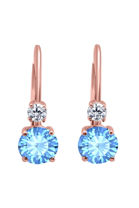 1.80 Carats Gemstone Diamond Dangling Earrings for Women In 14K Rose Gold Prong-Setting