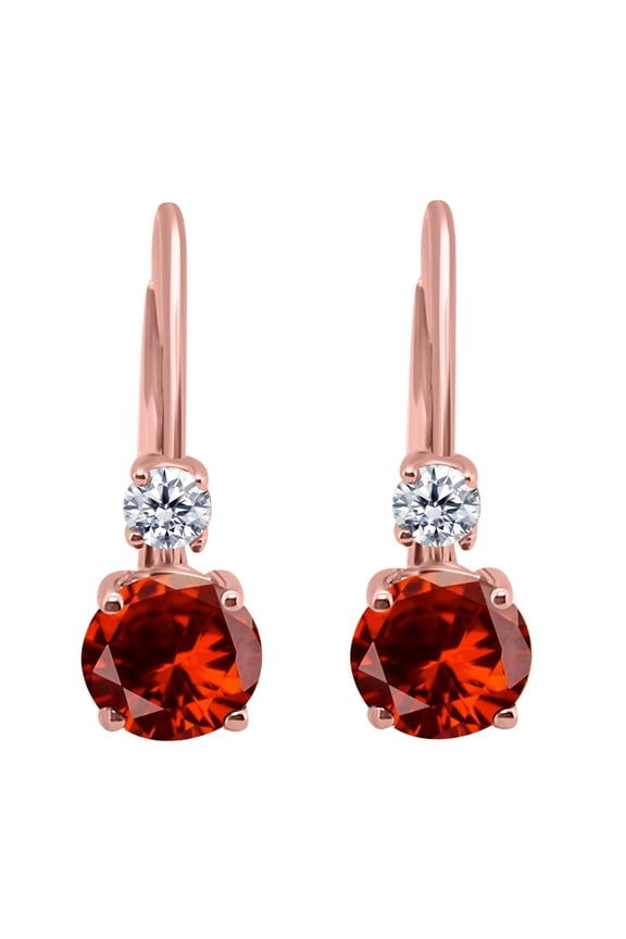 1.80 Carats Gemstone Diamond Dangling Earrings for Women In 14K Rose Gold Prong-Setting