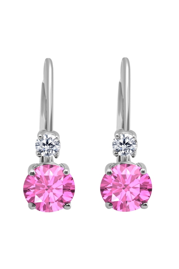 1.80 Carats Gemstone Diamond Dangling Earrings for Women In 14K White Gold Prong-Setting