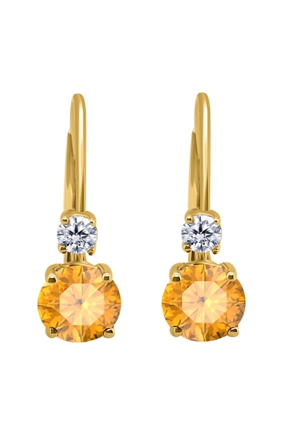 1.80 Carats Gemstone Diamond Dangling Earrings for Women In 14K Yellow Gold Prong-Setting