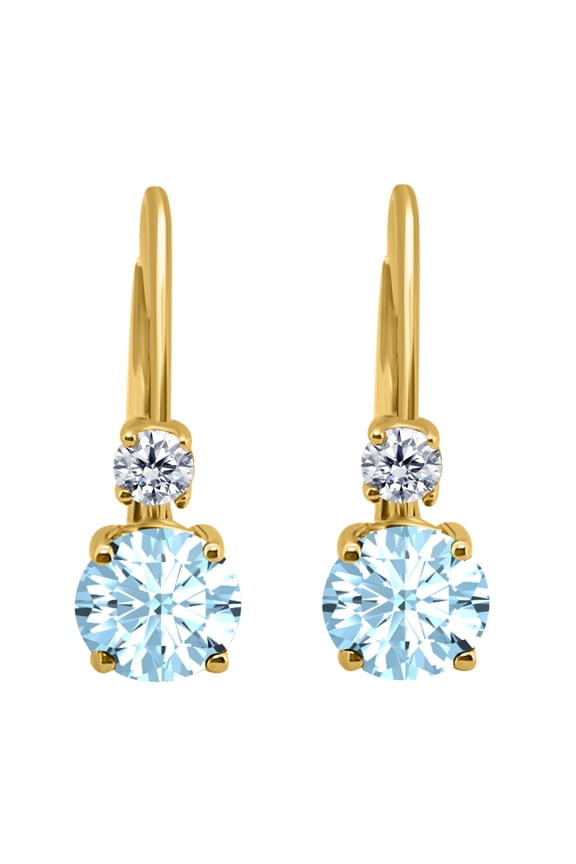1.80 Carats Gemstone Diamond Dangling Earrings for Women In 14K Yellow Gold Prong-Setting