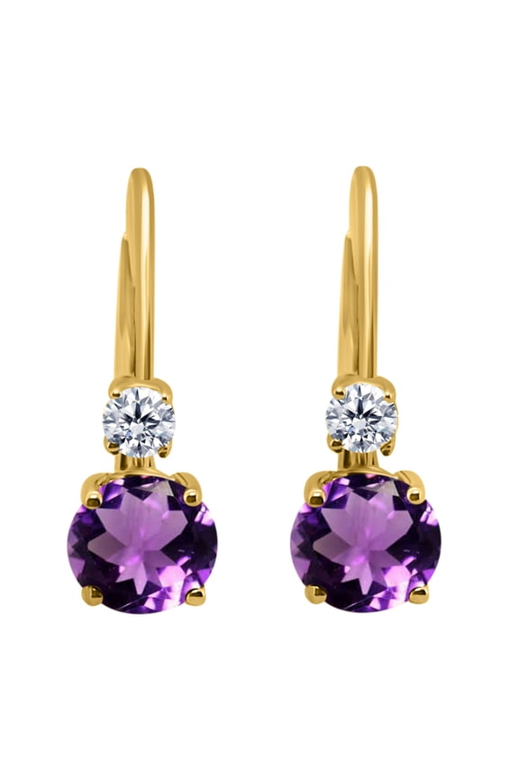 1.80 Carats Gemstone Diamond Dangling Earrings for Women In 14K Yellow Gold Prong-Setting