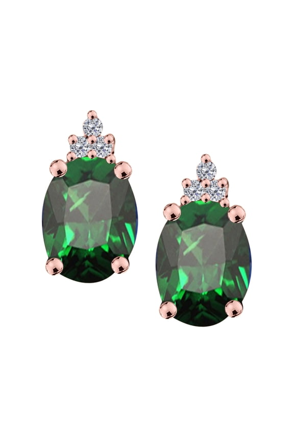 14K 2.50 Carats Diamond & Emerald Gemstone Earrings for Women For Women's In Rose Gold Prong-Setting