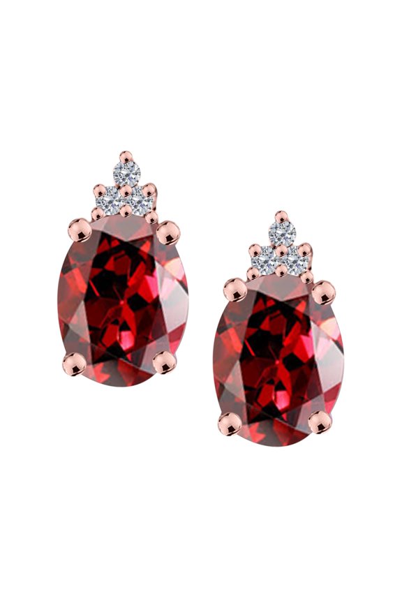 14K 2.50 Carats Diamond & Garnet Gemstone Earrings for Women For Women's In Rose Gold Prong-Setting