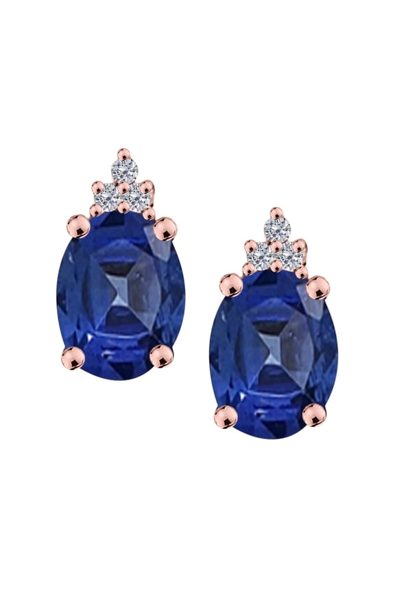14K 2.50 Carats Diamond & Sapphire Gemstone Earrings for Women For Women's In Rose Gold Prong-Setting