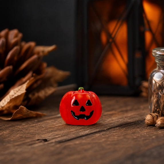 Aonerit 1 Inch Mini Glow Resin Pumpkin Ornaments, Jack O Lantern Tabletop Decor, Diy Craft Supply, Halloween Party Favors, Spooky Home Accent