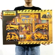 Aonerit 14Pcs Diecast Construction Vehicles Playset Toys for Kids with Road Signs, Play Mat, Tower Crane, Bulldozer Alloy Engineering Cars Set for Toddler Gift for Christmas Birthday