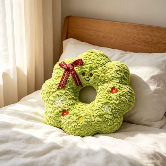 Aonerit Christmas Plush Pillow Santa Snowflake House Cushion Soft Plush Throw Pillow 16 Inch