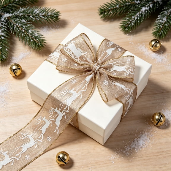 Aonerit 360 Inch Christmas Ribbon, Decorative Wired Edge Gift Wrapping Ribbon, Holiday Wreath Tree Ornament Bow, Diy Winter Craft Supply, Home Party Decoration