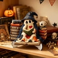 thumbnail image 1 of Aonerit 6X4In Ghost Reading Book Ornament, Wooden Halloween Figurine, Fall Harvest Tabletop Decor, Cute Farmhouse Desktop, Home Party Shelf, 1 of 6