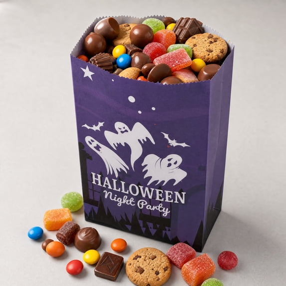 Aonerit 8.6In Halloween Paper Candy Bags, 8 Pc Witch Ghost Pumpkin Skull Design, Goodie Treat Sacks, Party Favor For Kids,Spooky Birthday Decoration
