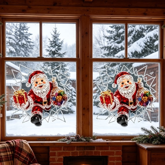 Aonerit Christmas Crystal Window Decal,Break‑In 3D Shattered Glass ...