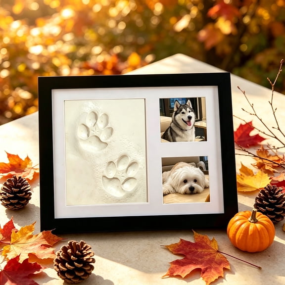 Aonerit Diy Pet Paw Print Keepsake Frame Kit, Handprint Picture Photo Display, Dog Cat Memory Gift, Birthday Anniversary Decor, Pet Lover Ornament