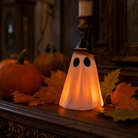 Aonerit Halloween Glowing Ghost Ornament, Remote Control Color Changing Led Light, Spooky Tabletop Figurine, Indoor Party Prop