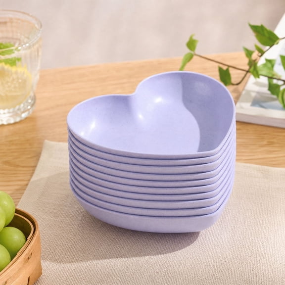 Aonerit Heart Shaped Plates, 10 Pack Reusable Small Snack Dishes, Decorative Dessert Fruit Tray, Home Kitchen Party Tableware