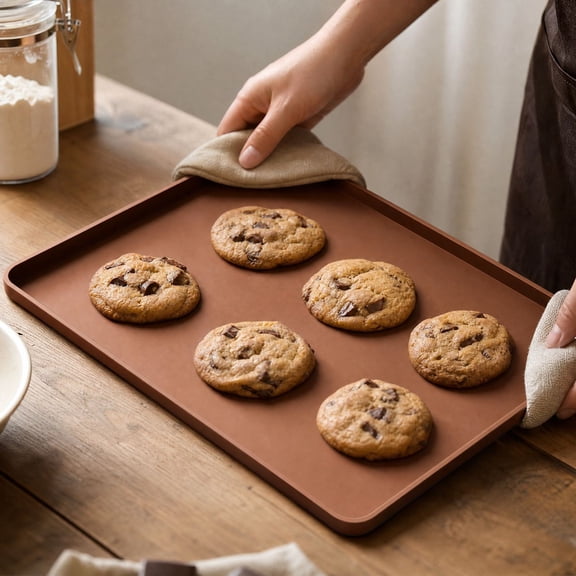 Aonerit Silicone Baking Tray Mat, Non Stick Oven Baking Sheet Liner, Heat Resistant Reusable Baking Pan, Kitchen Cookie Baking Accessory