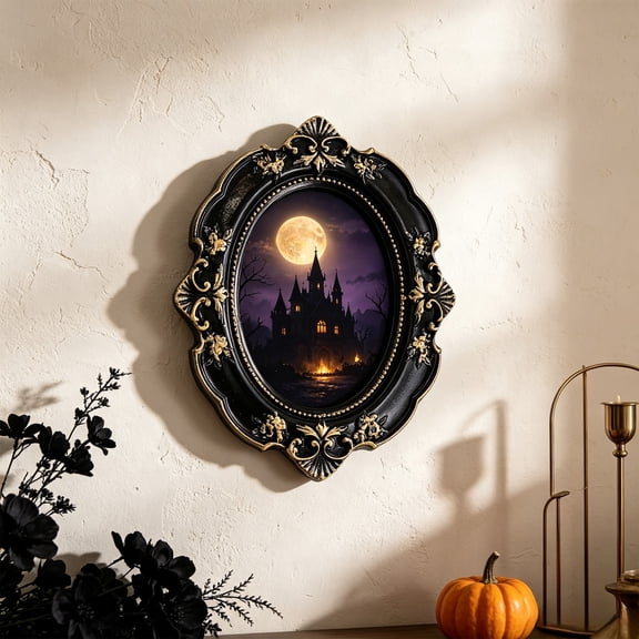 Aonerit Vintage Gothic Picture Frame, Black Gold Embossed Deep Hollow Display, Wall Mounted Diy Specimen Dried Flower Frame Decor