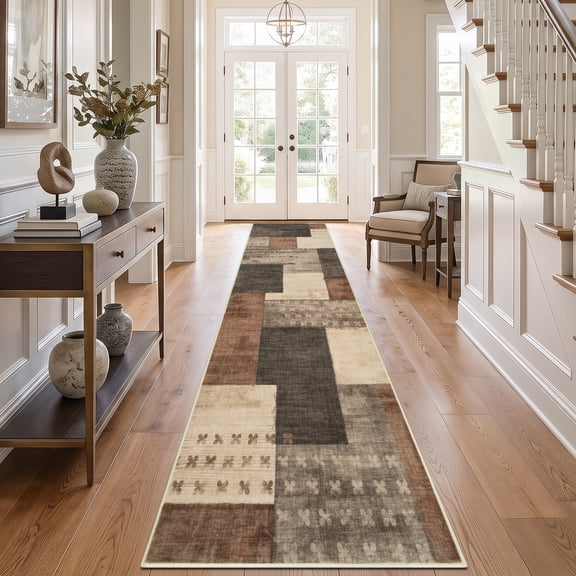 Aonewoe 2'x10' Runner Rug Washable Modern Hallway Runners Rugs for Floor Non Slip Carpet Runners for Long Hallways 10 ft Rug runners for hallway Kitchen Entryway