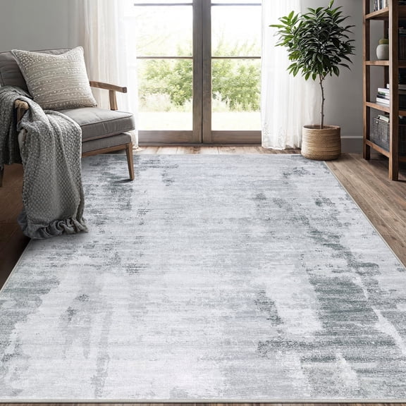 Aonewoe 5x8 Area Rugs for Living Room Abstract Washable Rugs Soft Neutral Bedroom Rug Non Slip Indoor Carpet for Living Room, Dining Room, Playroom, Office (Gray)
