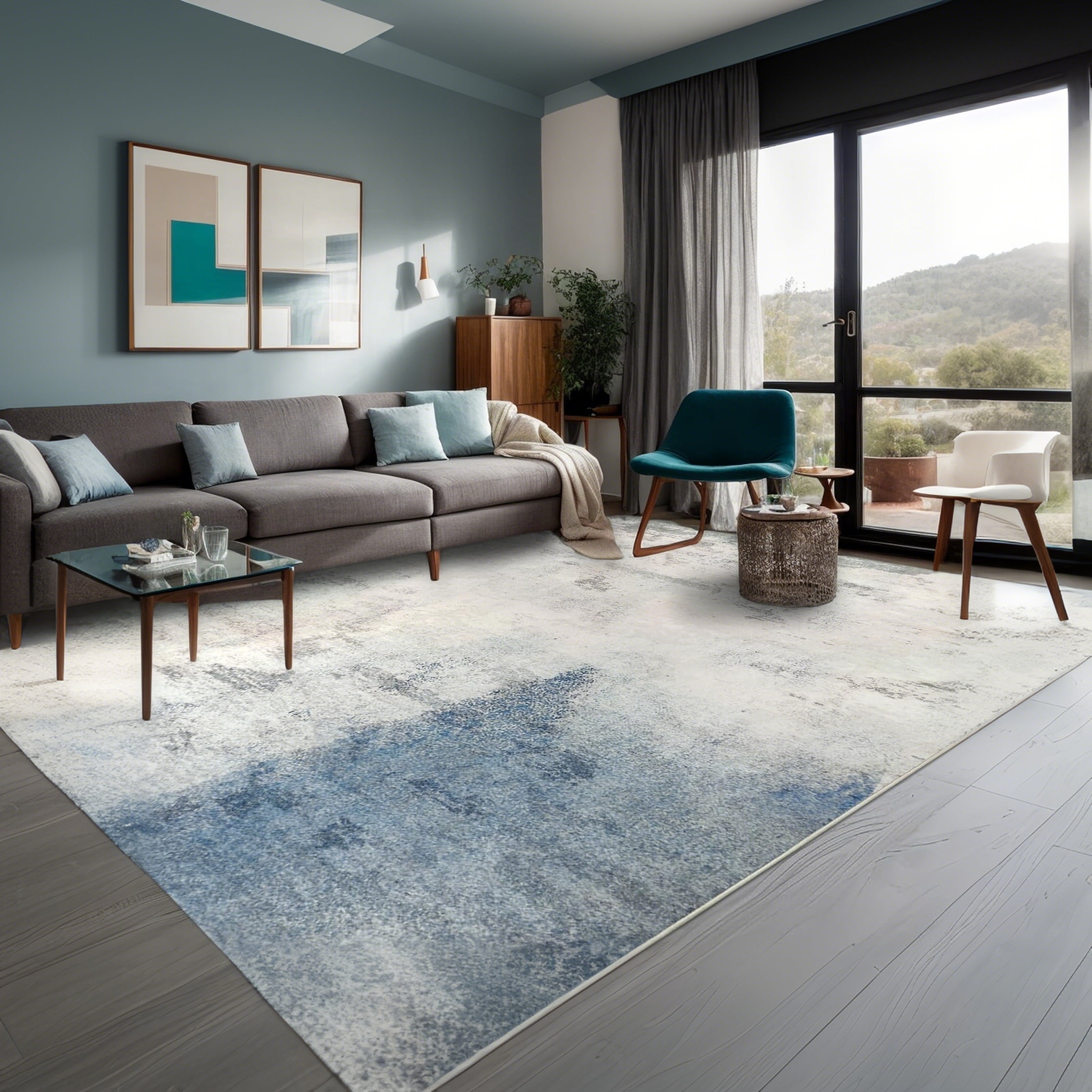 Aonewoe 8x10 Washable Area Rug, Modern Abstract Large Rugs for Living