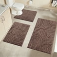 thumbnail image 1 of Aonewoe Bathroom Rug Set 3 Piece Microfiber Water Absorbent Bath Mats Washable Non Slip Bath and Toilet Rug Set for Shower Floor（Brown）, 1 of 8