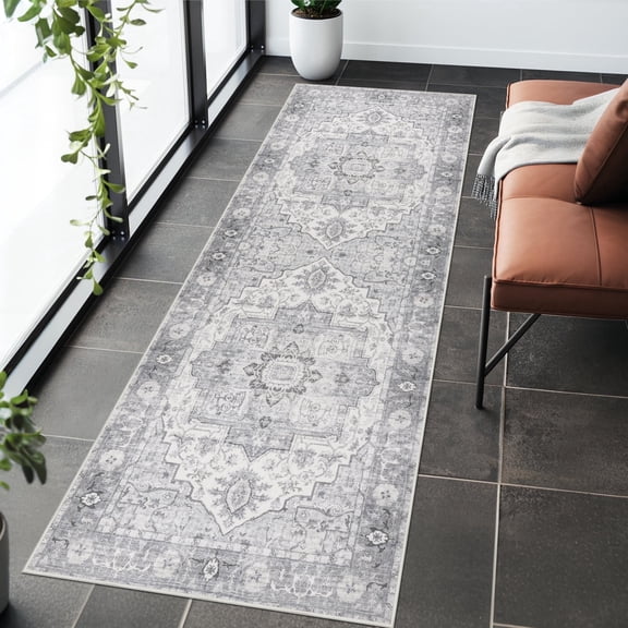 Aonewoe Boho Hallway Runner Rug 2x6, Washable Rug Runners with Rubber Backing, Non Slip Vintage Kitchen Runner, Farmhouse Carpet Runners for Hallways Laundry Room Entryway Bedroom