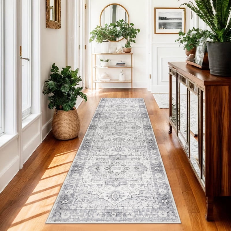 Aonewoe Boho Hallway Runner Rug 2x8, Washable Rug Runners with Rubber Backing, Non Slip Vintage Kitchen Runner, Farmhouse Carpet Runners for Hallways Laundry Room Entryway Bedroom