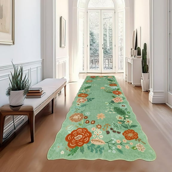 Aonewoe 3x8 Runner Rug Washable Hallway Rug Floral Carpet Runners Soft Kitchen Carpet