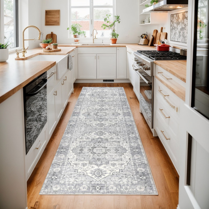 Aonewoe Hallway Runner Rug 2'x8', Boho Washable Rug Runners with Rubber