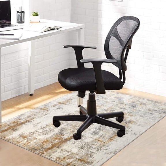 Aonewoe Office Chair Mat for Hardwood Floor Carpet, 36"X48" Desk Mat for Chair, Non Slip Computer Chair Mat, Floor Mat Office Rugs for Rolling Chairs Hardwood Floors, Abstract Beige