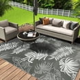 thumbnail image 1 of Aonewoe Outdoor Plastic Straw Rug 5x8 Waterproof Patio Rug Reversible Indoor Outdoor Rugs Outside Carpet for RV, Picnic, Backyard, Deck, Balcony, Porch, Beach, Gray & White, 1 of 9