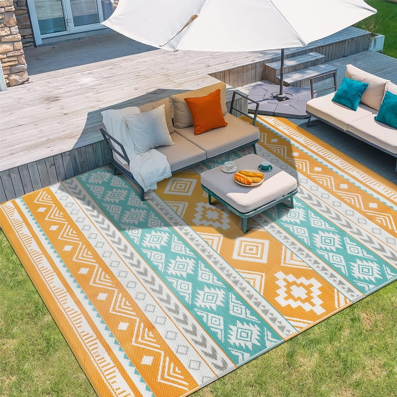 Aonewoe Outdoor Rug 6x9 Waterproof Reversible Camping Rug Patio Rug ...