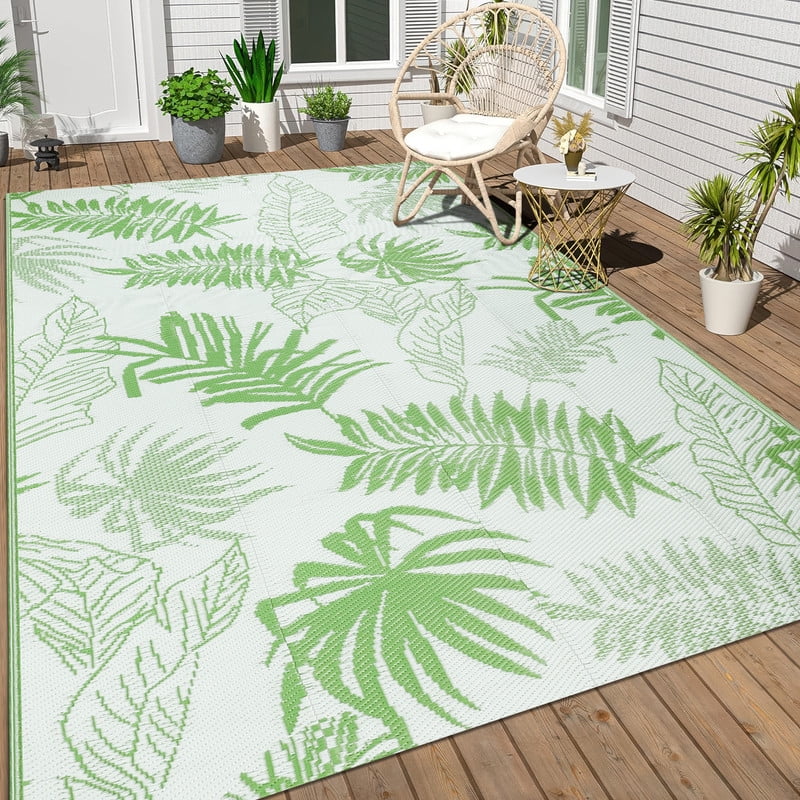 Aonewoe Outdoor Plastic Straw Rug 9x12 Waterproof Patio Rug Reversible ...