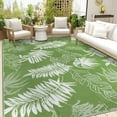 thumbnail image 1 of Aonewoe Outdoor Plastic Straw Rug 9x12 Waterproof Patio Rug Reversible Indoor Outdoor Rugs Outside Carpet for RV, Picnic, Backyard, Deck, Balcony, Porch, Beach, White & Light Green, 1 of 8