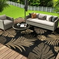 thumbnail image 1 of Aonewoe Outdoor Rug 8x10 Waterproof Patio Rug Reversible Plastic Straw Rug Indoor Outdoor Area Rugs Camping Carpet for RV, Picnic, Backyard, Deck, Balcony, Porch, Beach, Black & Gold, 1 of 8