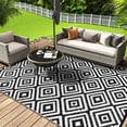thumbnail image 1 of Aonewoe Outdoor Rug 8x10 Waterproof Reversible Camping Rug Patio Rug Plastic Straw Rug Outside Indoor Outdoor Area Rug for Patio Deck Balcony Picnic Beach, Black & White, 1 of 9