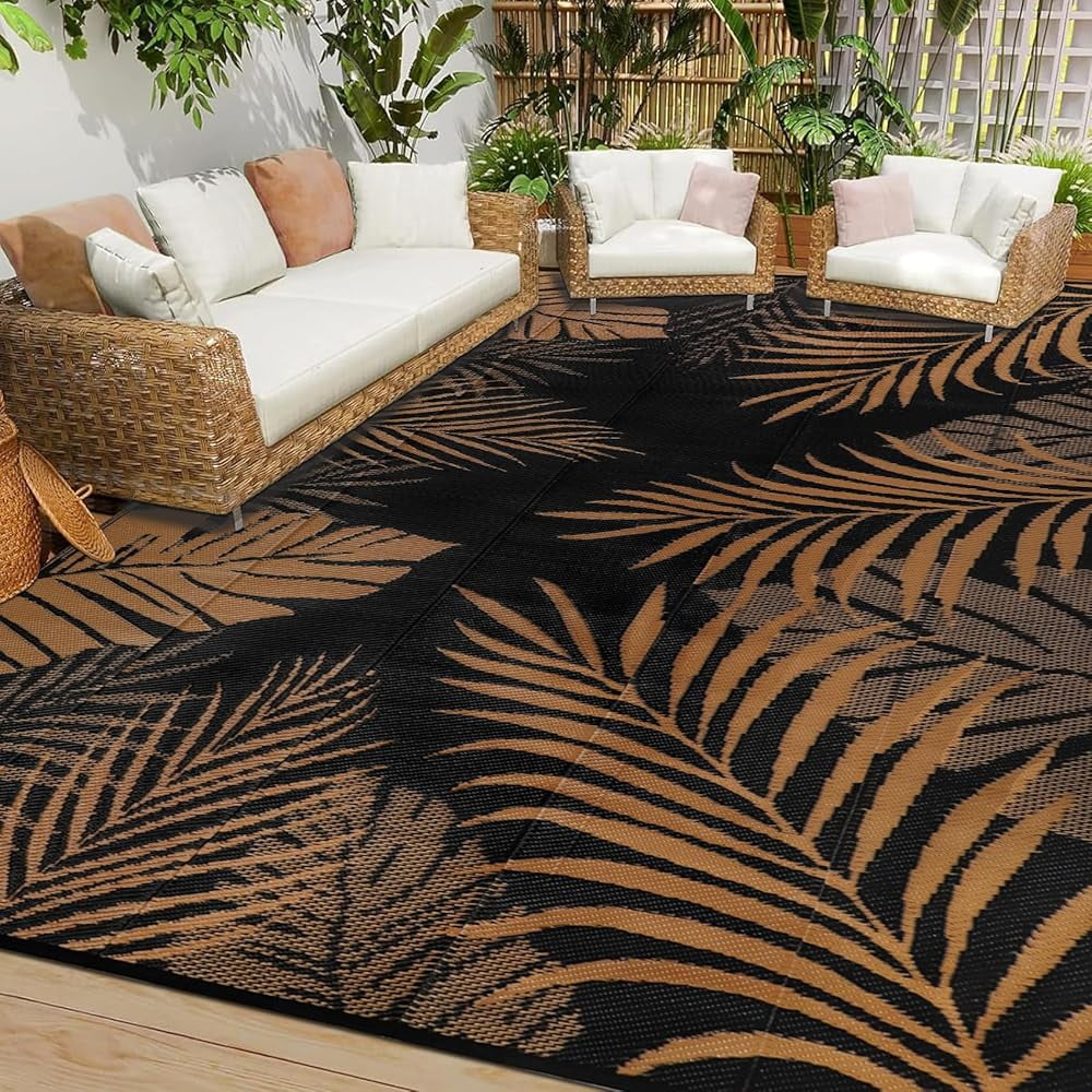 Aonewoe Outdoor Rug 8x10 Waterproof Reversible Plastic Straw Camping ...
