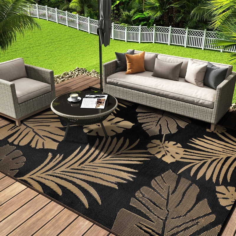 Aonewoe Outdoor Rug 9x12 Waterproof Patio Rug Reversible Plastic Straw ...