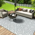 thumbnail image 1 of Aonewoe Outdoor Rug 9x12 Waterproof Reversible Camping Rug Patio Rug Plastic Straw Rug Outside Indoor Outdoor Area Rug for Patio Deck Balcony Picnic Beach, Gray & White, 1 of 9