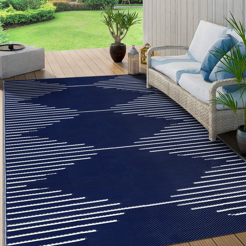 Aonewoe Outdoor Rug 9x12 Waterproof Reversible Plastic Straw Camping ...