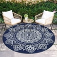 thumbnail image 1 of Aonewoe Round Outdoor Rugs 5Ft Waterproof Patio Plastic Straw Rug Reversible Camping Carpet Indoor Outdoor Area Rug for Patio,Deck,Balcony,Picnic,Beach,Outside, 1 of 8