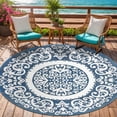 thumbnail image 1 of Aonewoe Round Outdoor Rugs 6Ft Waterproof Patio Plastic Straw Rug Reversible Camping Carpet Indoor Outdoor Area Rug for Patio,Deck,Balcony,Picnic,Beach,Outside, 1 of 8