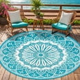thumbnail image 1 of Aonewoe Round Outdoor Rugs 8Ft Waterproof Patio Plastic Straw Rug Reversible Camping Carpet Indoor Outdoor Area Rug for Patio,Deck,Balcony,Picnic,Beach,Outside, 1 of 9