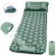 Aonhom Camping Sleeping Pad, Ultralight Camping Mattress with Built-in Foot Pump & Pillow, Compact Inflatable Camping Mat for Camping Backpacking Hiking Traveling Tent Green, Single