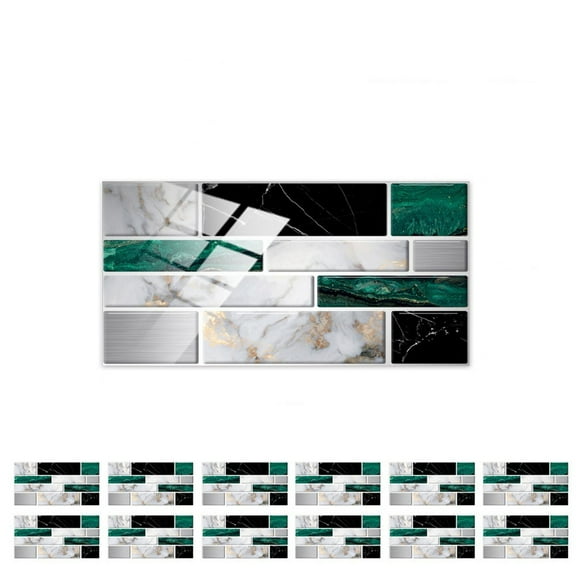 Aonity 12Pc Home Renovation Crystal Tile Sticker C, Self Adhesive Peel and Stick Wallpaper 3D Stone Design Brick Wall Tile for Home Bathroom Kitchen Backsplash 12 Packs