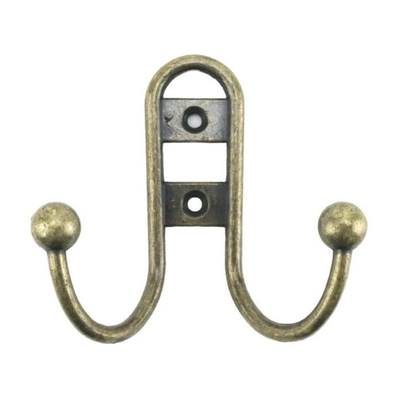 Aonity 1X Retro Coat Hook, Double Fork Coat and Hat Hook Wall Mounted Antique Brass Wall Hook Practical Rural Hook Suitable for Jackets Scarves Bags Towels Keys Hats Cups Hats