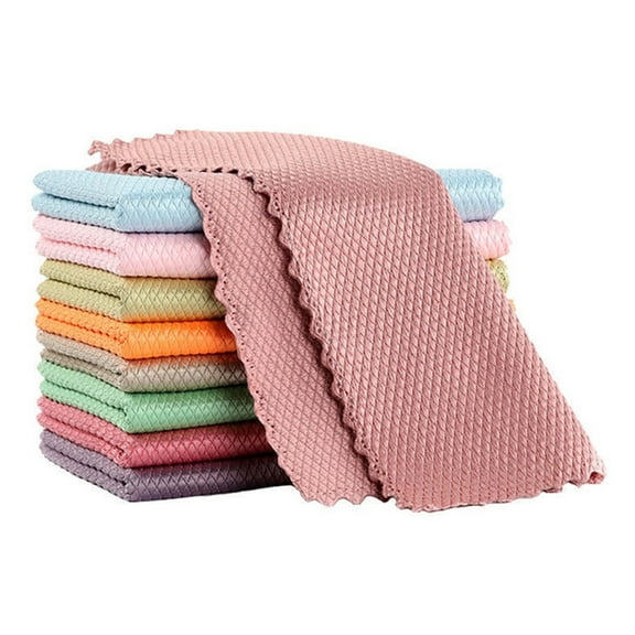 Aonity 3Pcs Fish Scale Thickened Kitchen Cleaning Towel 30X30Cm, 3Pcs Random Color Dish Cloths for Towels and Microfiber Dishcloths Dish Washing Dishes Cleaning Kitchen Dining & Bar