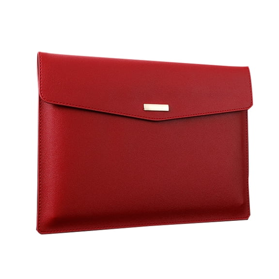 Aonity Business Leather A4 Document Bag Red, A4 Business Leather File Bags Large Capacity Pvc Storage Bags Button File Bags Data File Bags