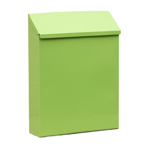 Aonity Creative Iron Suggestion Box Green， Wall Mounted Mailbox Drop Box with Lock Metal Postbox Wall Hanging Mail Box Newspaper Holder Box for Gate Outside House Decor White